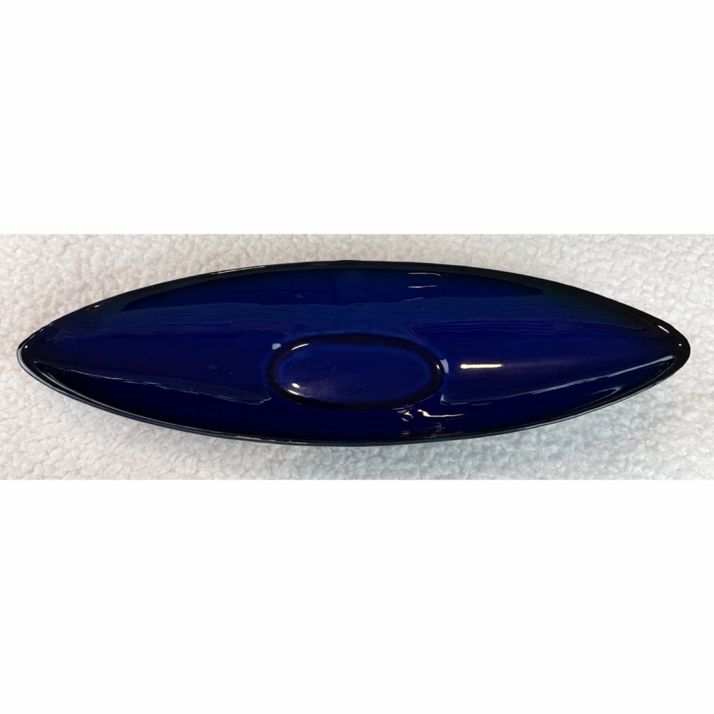 Elegant Cobalt Blue Boat-Shape Decorative Bowl - Picture 10 of 11